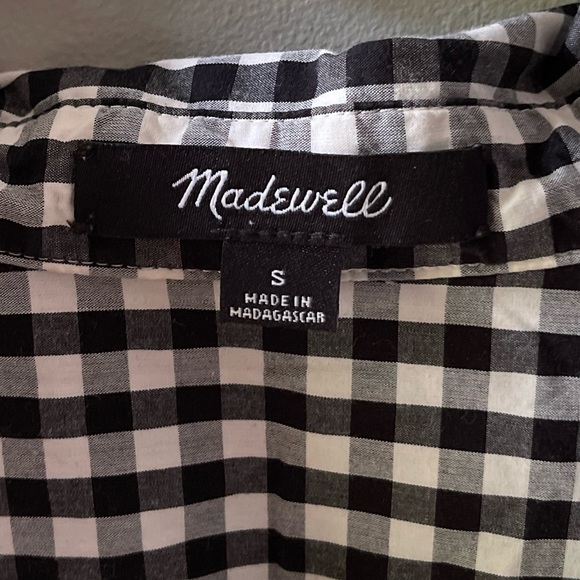 Madewell Button Down Checkered Gingham Black White Top Size Small - Picture 7 of 9